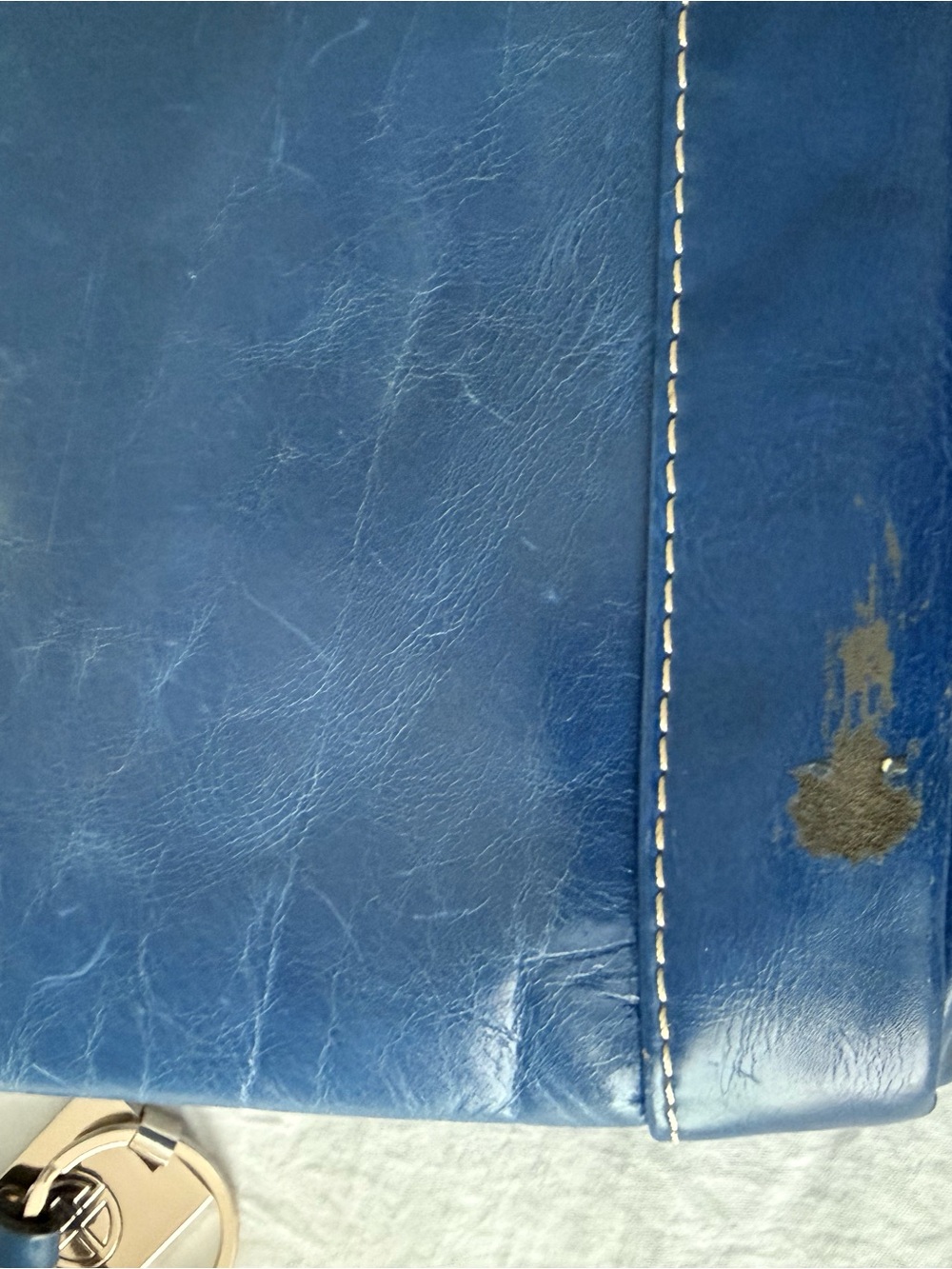 Navy Leather Giani Bernini Bag - Classic Women's Shoulder Bag - Picture 11 of 13